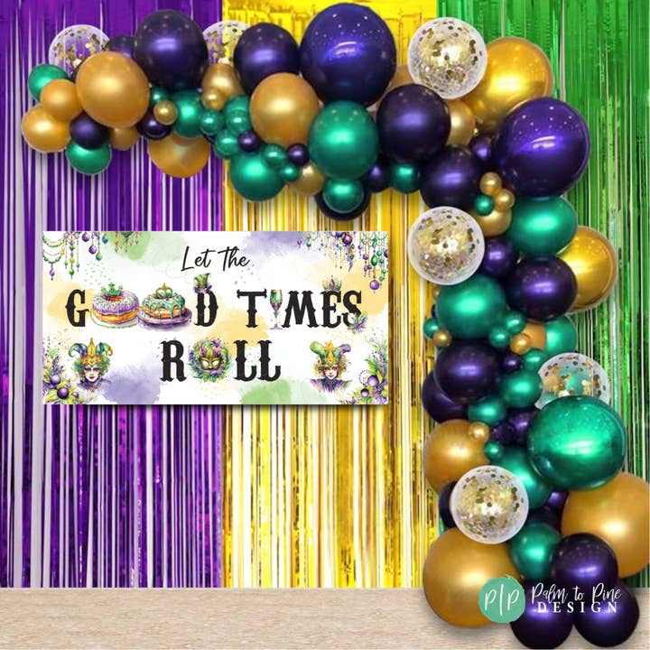 Palm to Pine Design - Wholesale Banner - Mardi Gras Banner, Mardi Gras Backdrop, Printed on Vinyl2