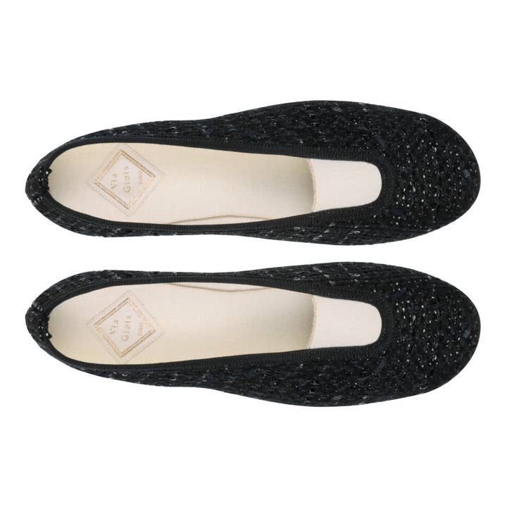 Via Gioia Paris - Wholesale Flats - Women's - Black tweed rhythms1
