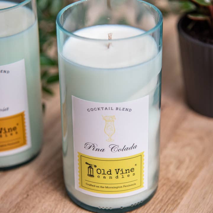 Old Vine Candles - Wholesale Jar/filled candle - 'Pina Colada' Recycled Wine Bottle Candle2