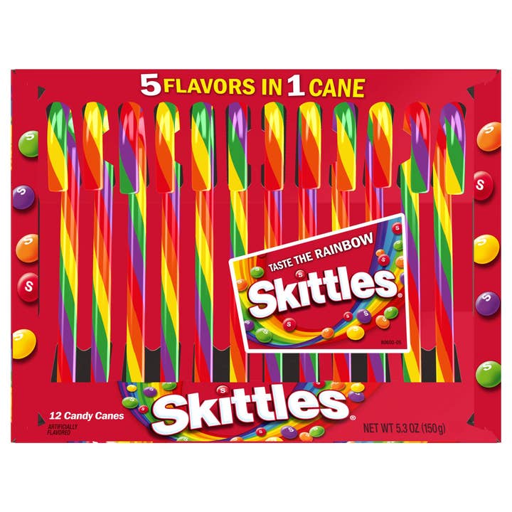 12 pc Skittles Candy Cane Cradle, 12ct for wholesale by Grandpa Joe's Candy Shop