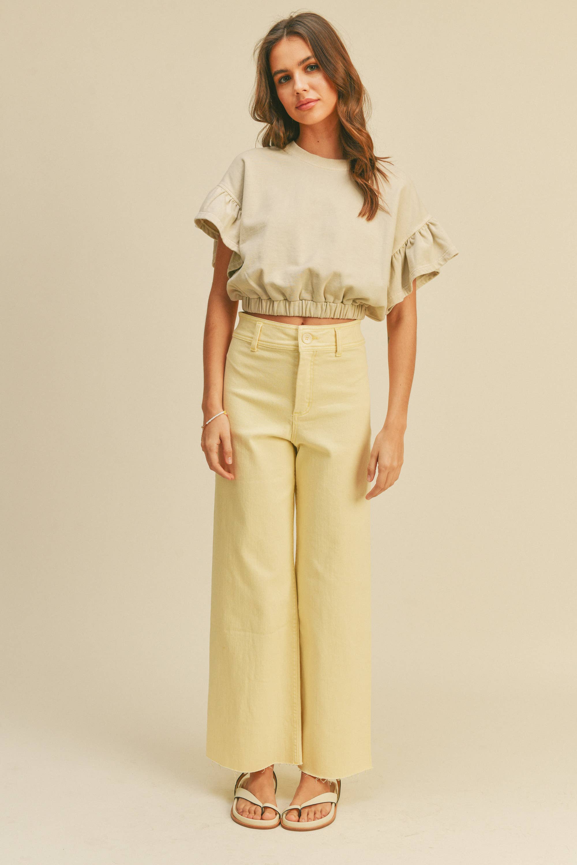 MIOU MUSE - Vente Jean – femme - Pantalon en denim droit à jambes larges MMP6233