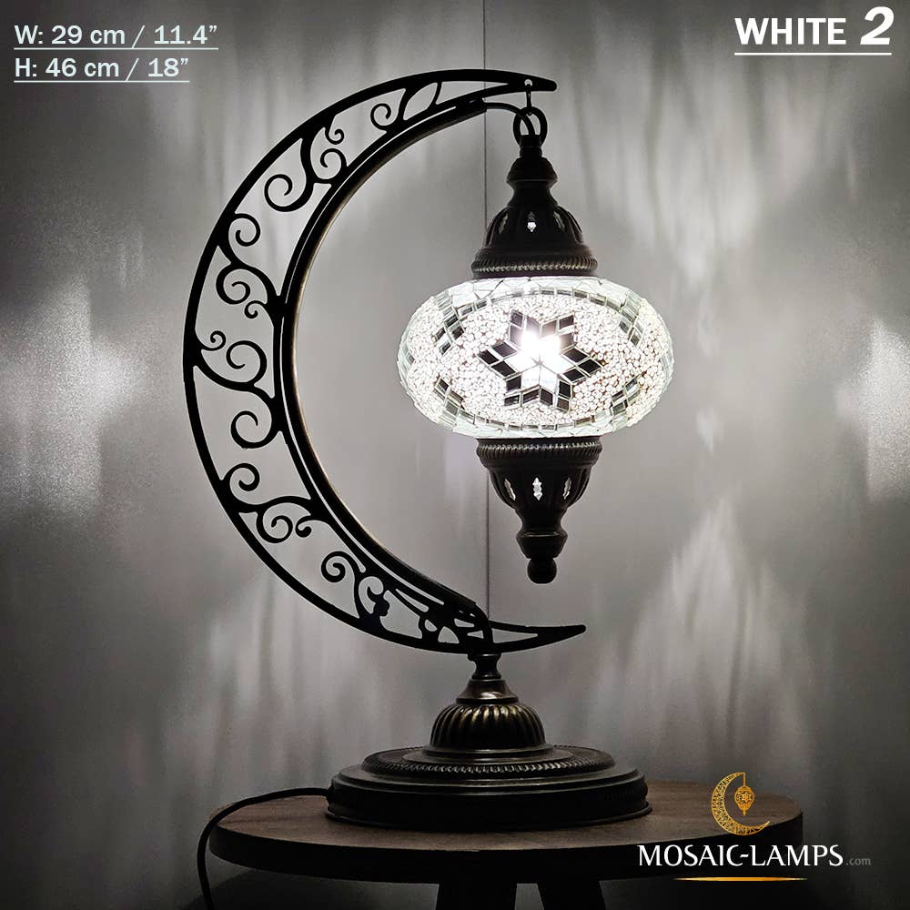 Mosaic Lamps - Wholesale Accent/Desk Lamp - 10+ Colors - Moroccan Moon Table Lamp, Arc, Murano Crescent79