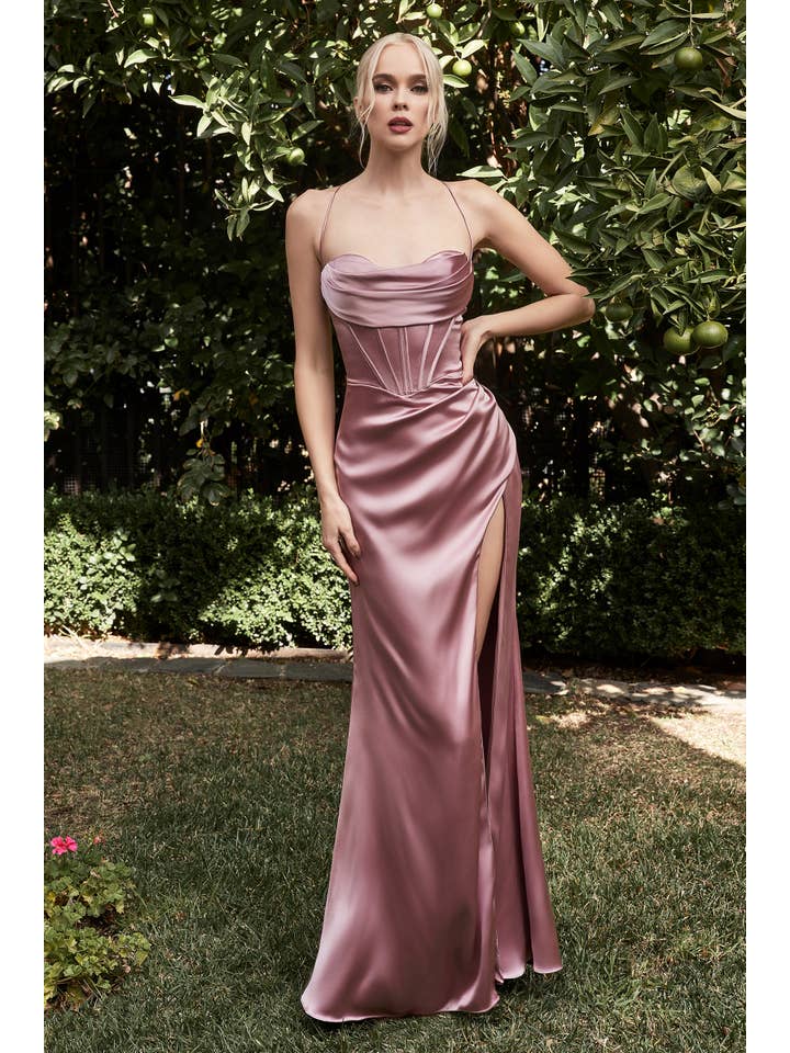 Ladivine by Cinderella Divine - Wholesale Gown - Women's - CORSET COWL SATIN GOWN