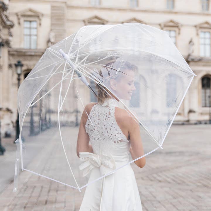 SMATI - Wholesale Umbrella - Women's - White Transparent Golf Umbrella - Wedding