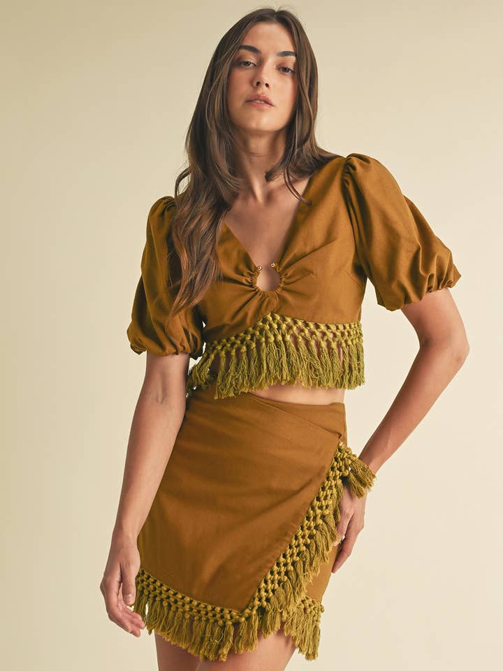 Mini-jupe à franges pour la vente par EB LUXE