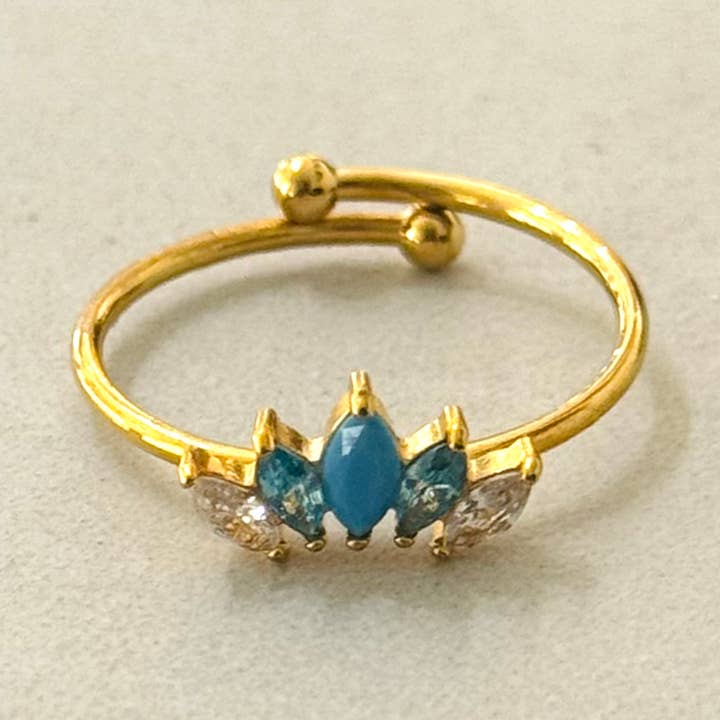 Cassette Barcelona - Wholesale Multi-Stone Ring - Minimal Crown Stainless Steel Ring 0