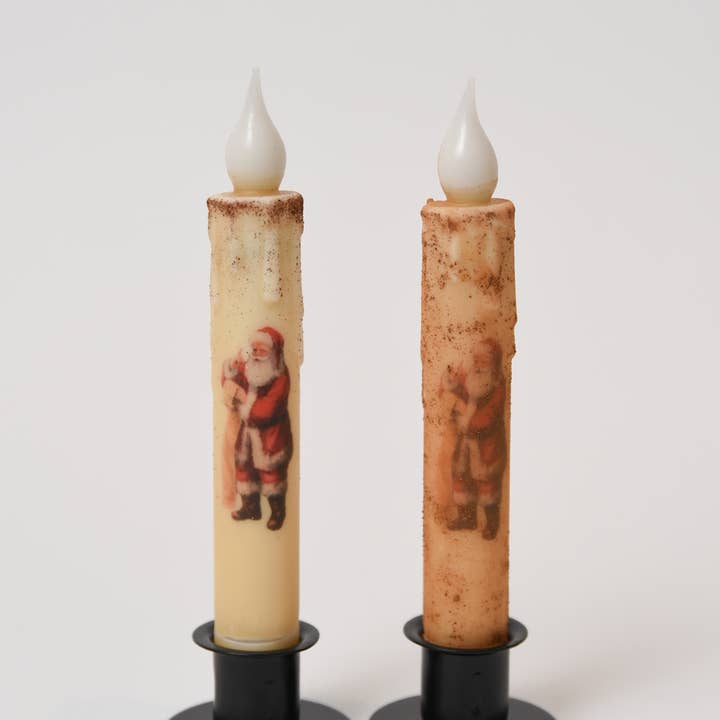 LMS Wholesale - Wholesale Flameless Candle - Santa ‘Checkin it Twice’ LED Timer Taper Candle0