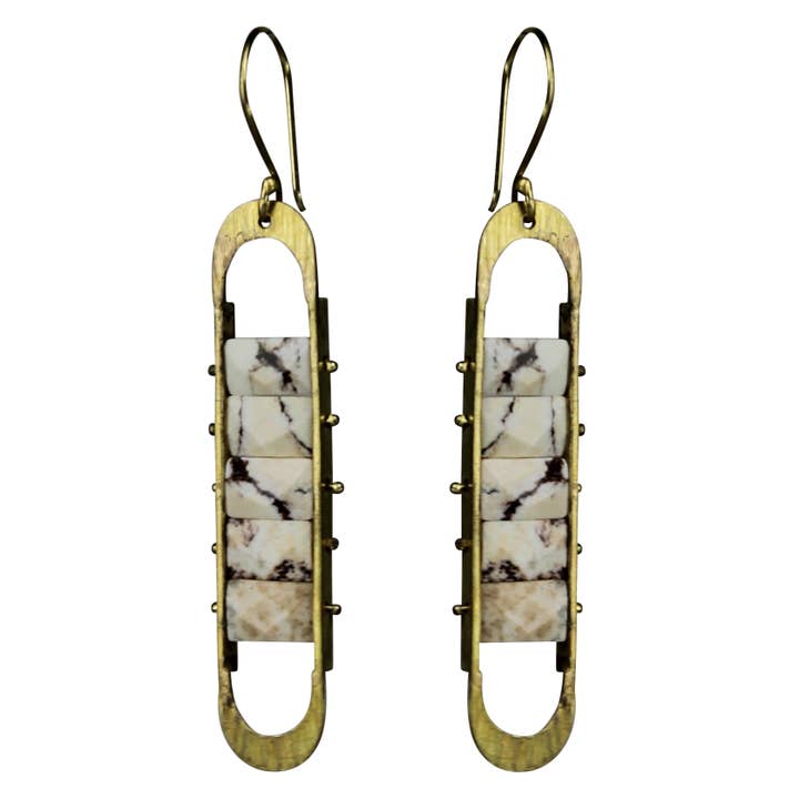 Capsule Earring, Brass, Chrysoprase for wholesale by HomArt