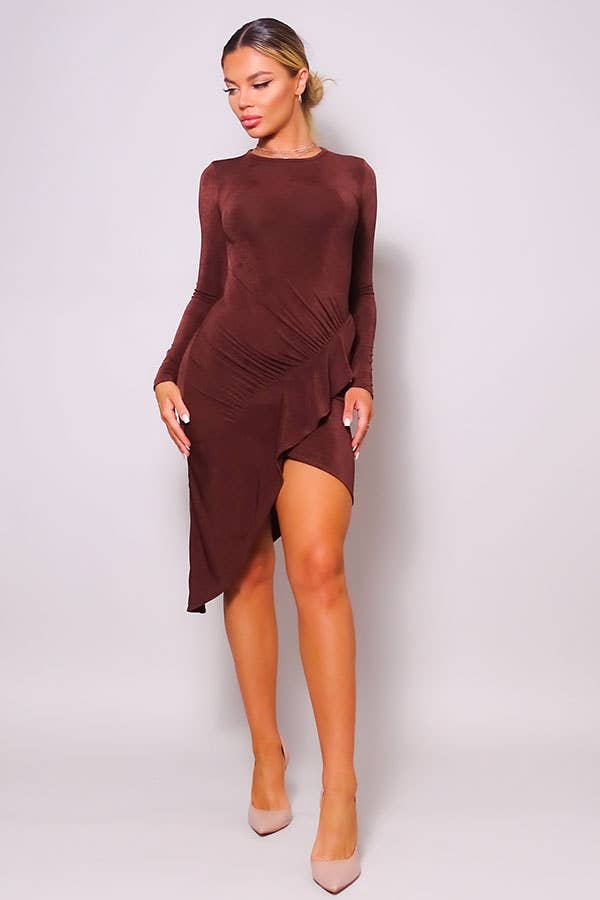 CEFIAN FASHION - Wholesale Dress - Women's - RUCHED ME RIGHT ASYMMETRICAL FLOWY DRESS13