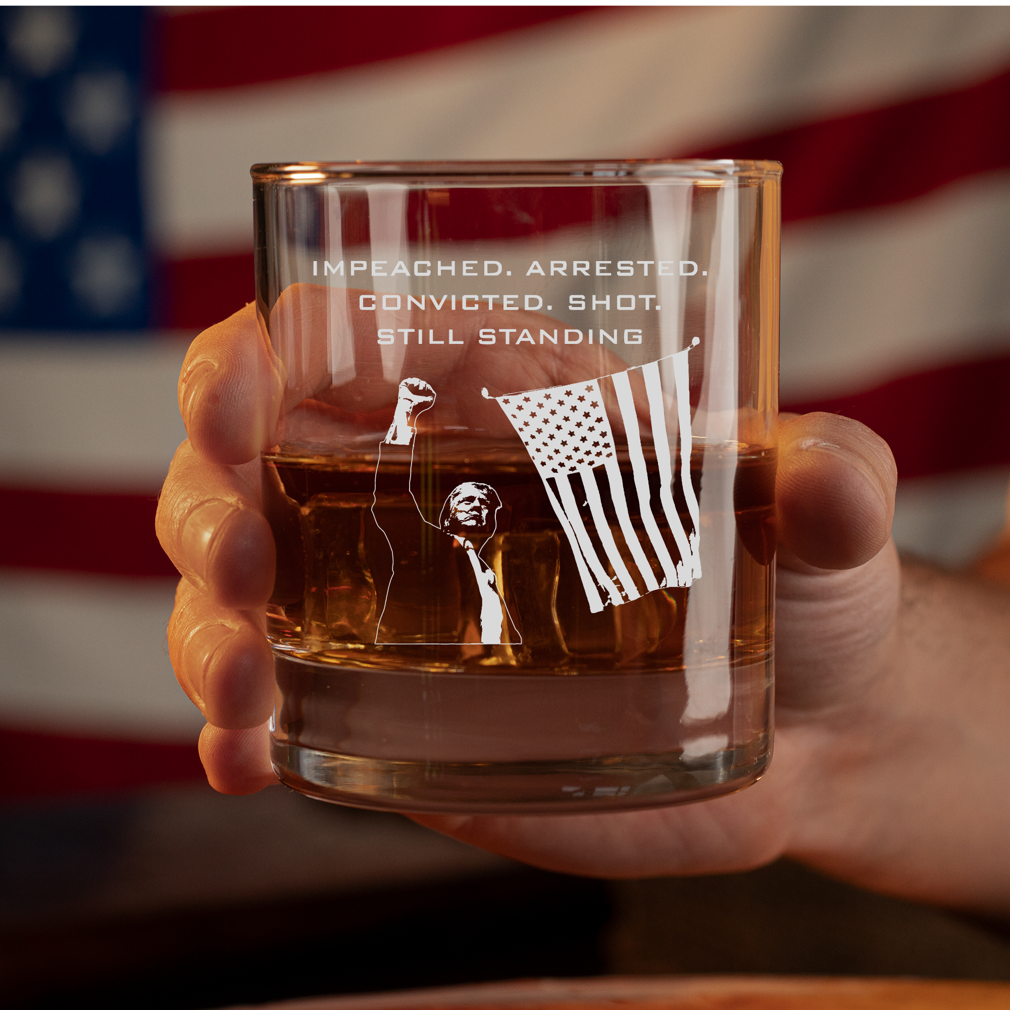 Old Southern Brass - Wholesale Cocktail/Liquor Glass - Still Standing Glass: The Iconic Moment Trump Stands Tall1