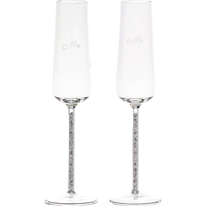 Pavilion - Wholesale Champagne Flute - Mr. & Mrs. - Gift Boxed 7 oz Glass Toasting Flute Set4