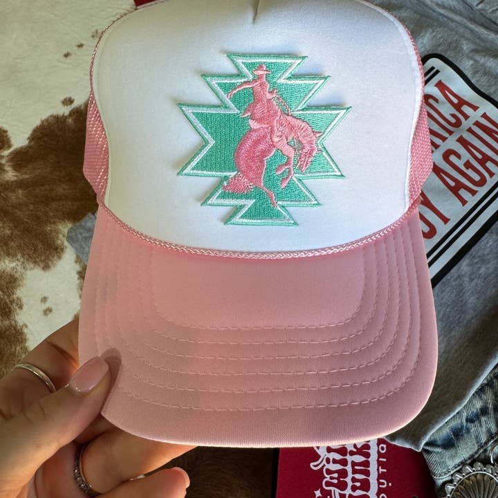 Aztec Bucking Bronco Patch Trucker Hat and other Purchase Wholesale aztec trucker hat. Free Returns & Net 60 Terms on Faire trending on Faire.