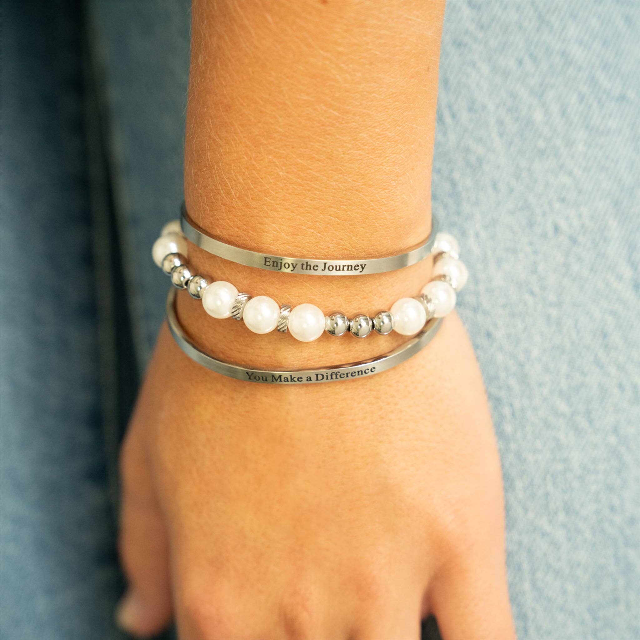 WJW - Wholesale Bangle Bracelet - 18K Gold PVD Enjoy the Journey Engraved Bangle Bracelet6