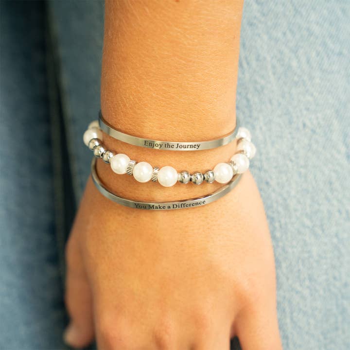 WJW - Wholesale Bangle Bracelet - 18K Gold PVD Enjoy the Journey Engraved Bangle Bracelet6