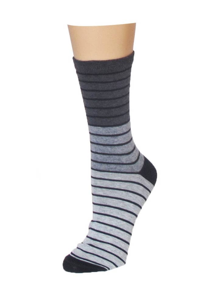 MeMoi Shaded Stripes Crew Socks for wholesale by Infinity Classics International Inc.