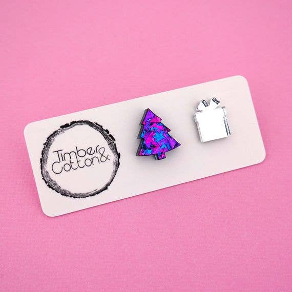 Girlfetti – wholesale Solitärörhängen – Julgran & Present Akryl Stud Örhängen12