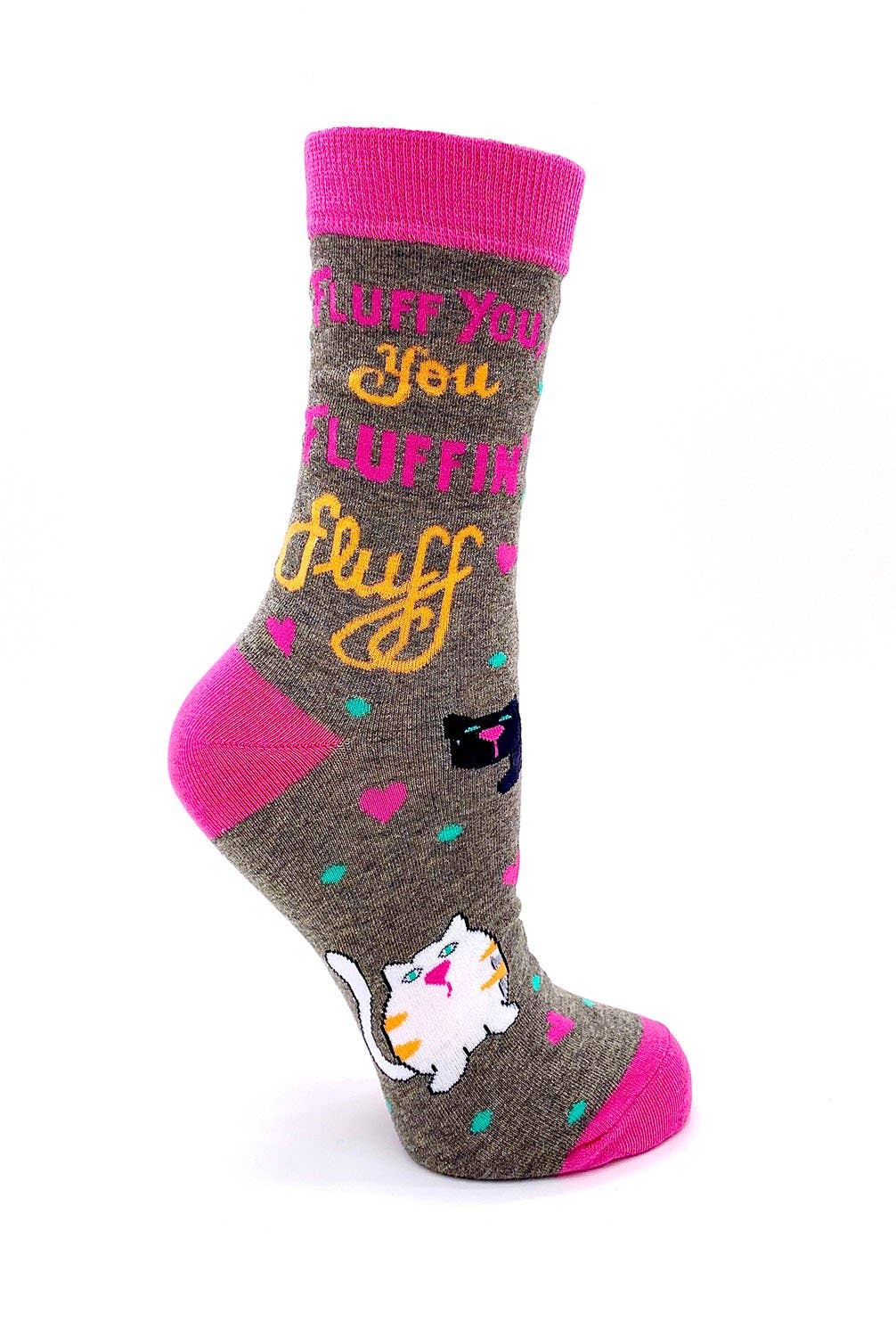 Fabdaz - Wholesale Socks - Women's - Fluff You You Fluffin' Fluff Sassy Women's Crew Socks with Cats2