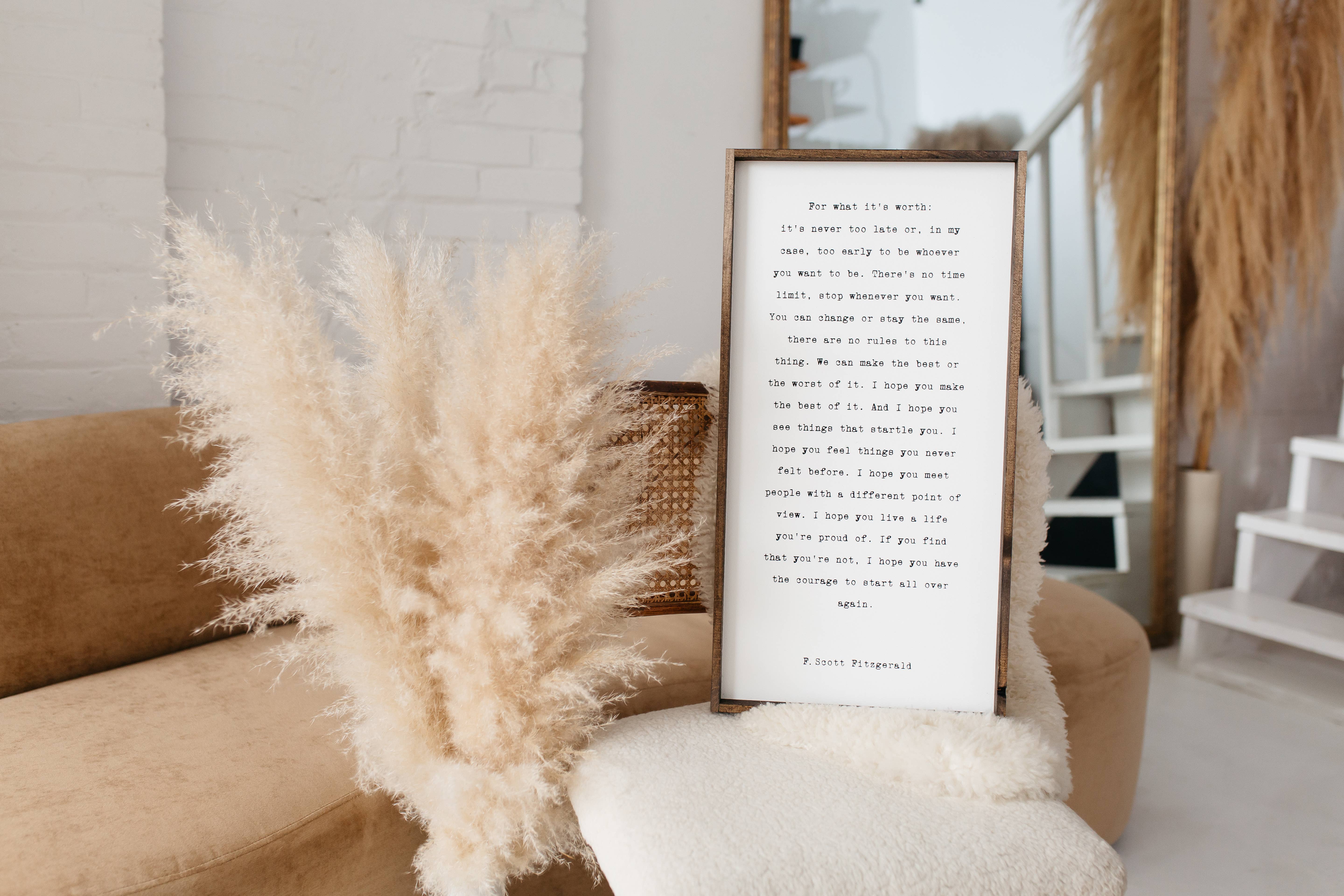 Hoekstra Decor - Vente Pancarte - Panneau en bois For What It's Worth F. Scott Fitzgerald3