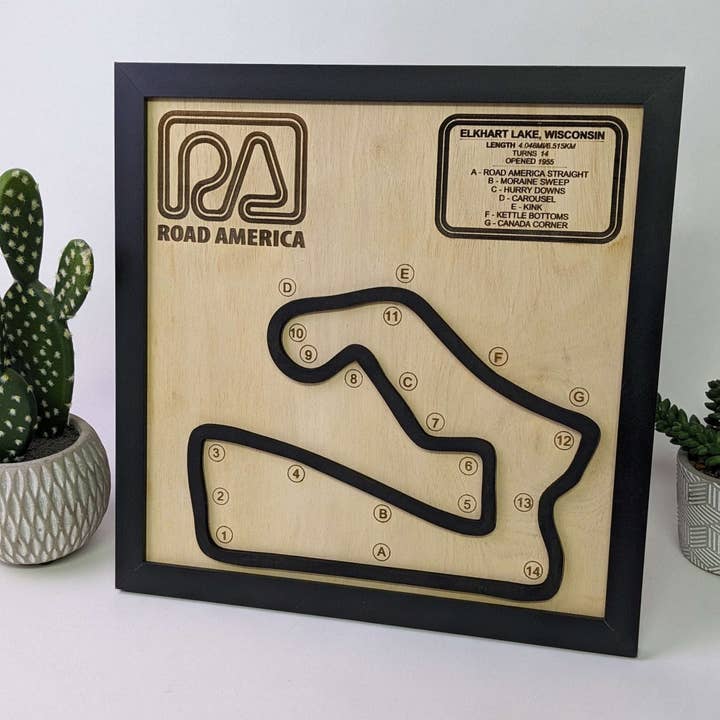 Road America Houten Racekunst | Houten Muurdecoratie | Inclusief Ophangmateriaal | Gemaakt in de VS voor wholesale door EBONWOOD