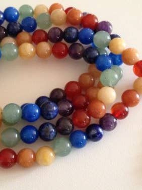 Tibetan Mala, 8mm: 7 Chakra - 2 in stock for wholesale by Sansaara Living