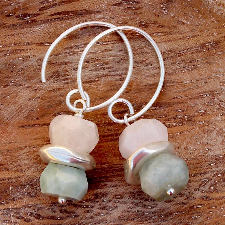 Morganite dobbelt stak med thailandsk sølv spacer for engroshandel hos Plumage Jewelry