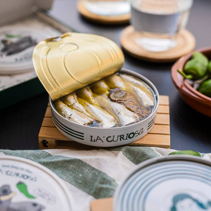 La Curiosa - Wholesale Tinned Fish - Small sardines with padrón peppers 10/14 pieces3