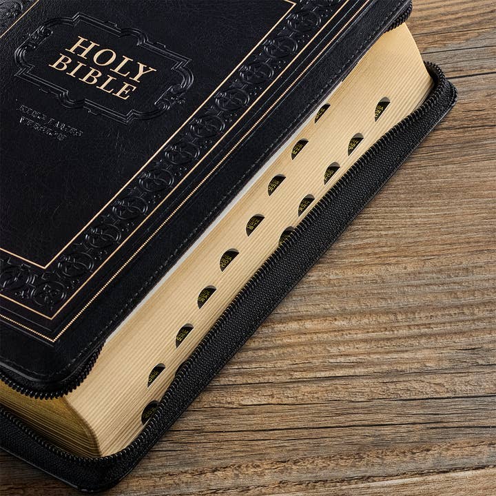 Christian Art Gifts - Wholesale Book - Adult - KJV Bible Giant Print Full-size Faux Leather, Black w/zipper