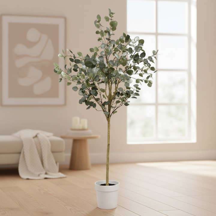 71" Faux Eucalyptus Tree (9"pot; 70" x 71.3"H) for wholesale by Algreen