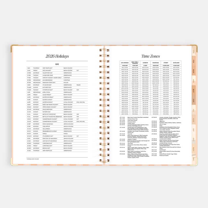 Fox & Fallow - Wholesale Planner - 2026 Coral Stripe A4 Academic Vertical Spiral Planner10