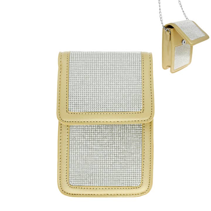 SP Sophia Collection - Wholesale Crossbody Bag - Women's - Rhinestone Cell Phone Bag with Chain Strap