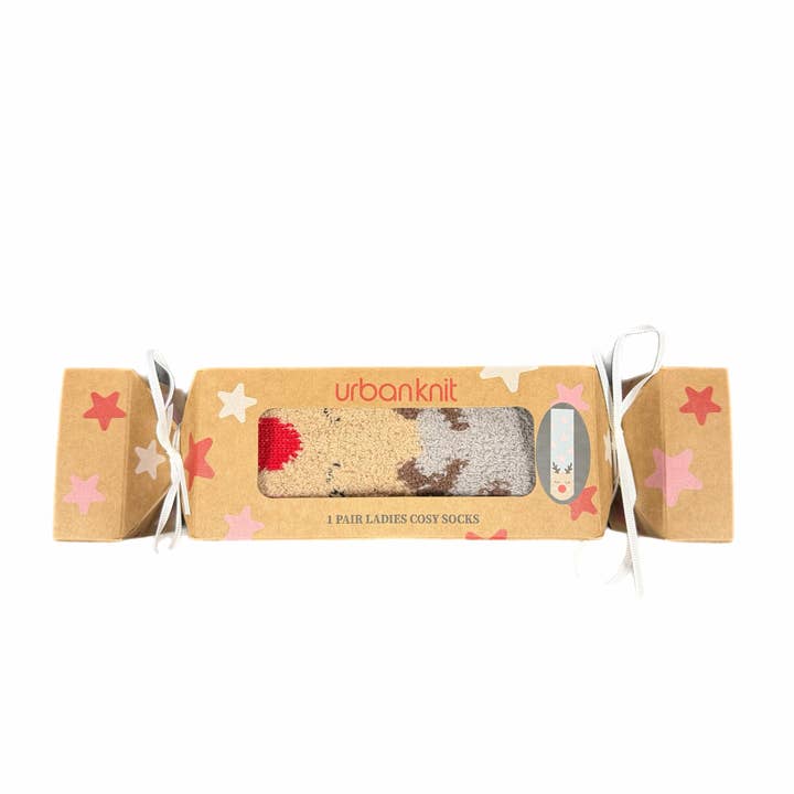 Coffret cadeau chaussettes crackers de Noël pour femmes - Renne pour la vente par Urban Knit Slipper Socks & Gifts