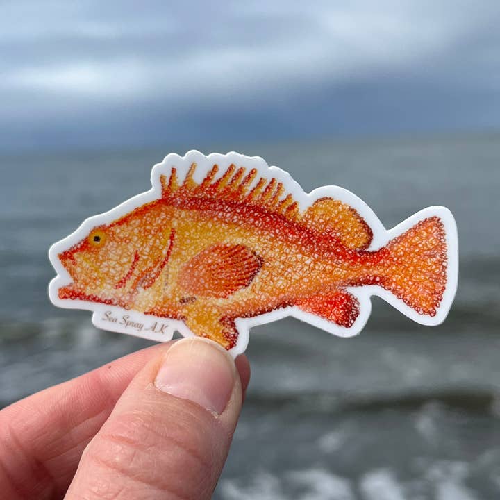 Yellow- Eyed Rockfish Vinyl Sticker, Deep Sea Fishing for wholesale by Sea Spray AK