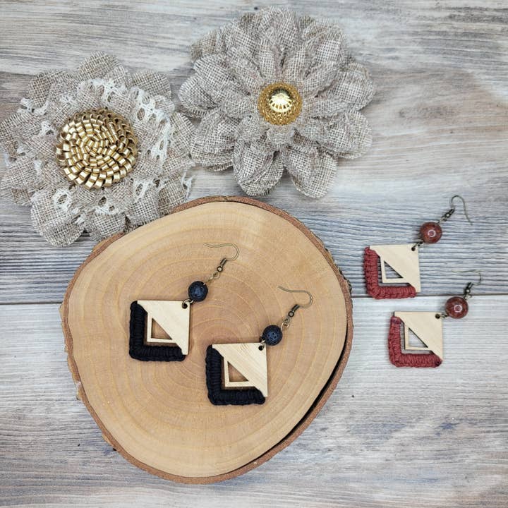 Diamond Macrame dangly earrings for wholesale by Gone Rogue Boutique