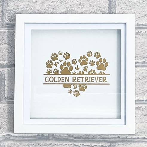 GOLDEN RETIEVER Shadow Box Paws & Heart - Dog Breed Frame for wholesale by Herts Flowers
