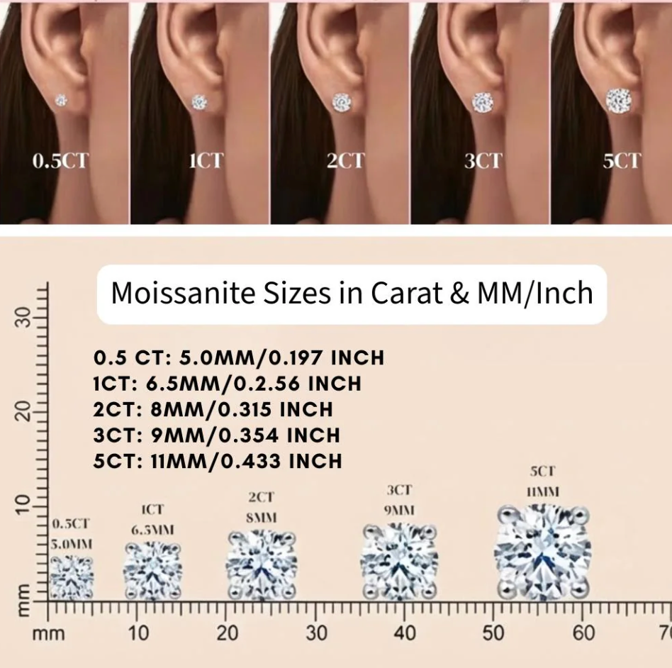 Everly Yours - Wholesale Stud/Post Earrings - 14K Gold or Rhodium Plated VVS1 Moissanite Stud Earrings1