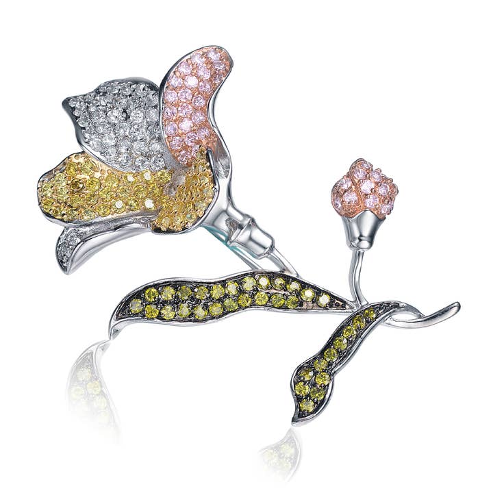 Sterling Silver Cubic Zirconia Pin(1036) for engroshandel hos Genevive