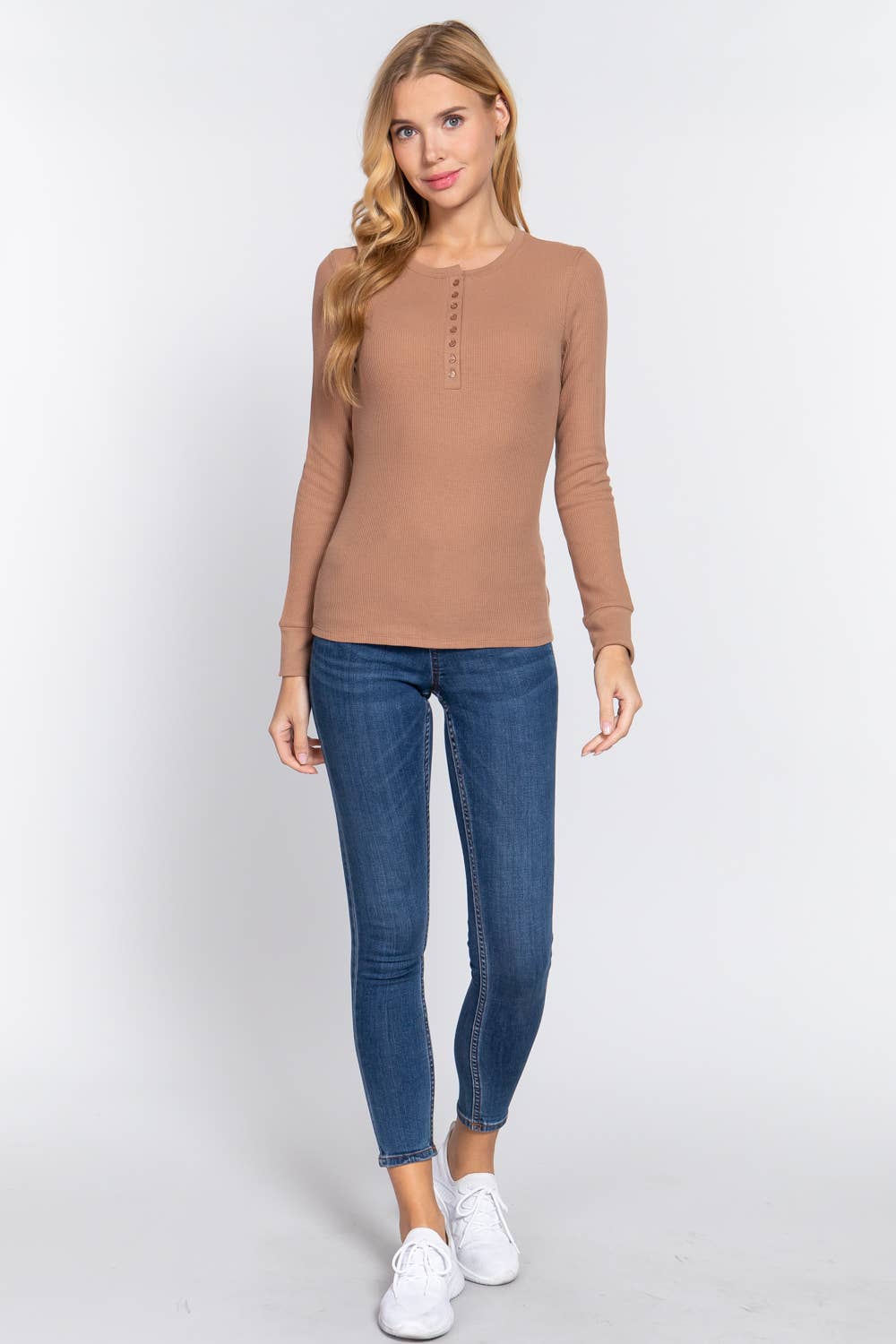 Active Basic | Active USA - Vente Haut en maille – femme - Top thermique à manches longues style henley en maille35