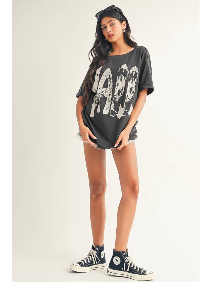 Carbon Grey LDC Vintage Yall Cowboy Boots Graphic Tee for wholesale on Faire