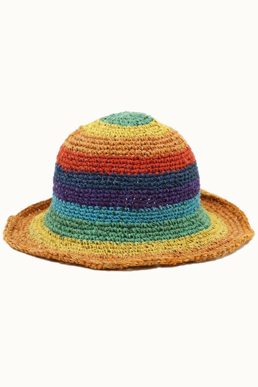 Olive & Pique - Wholesale Bucket Hat - Women's - Hand Crocheted Rainbow Hemp Bucket Hat, Made in Nepal4