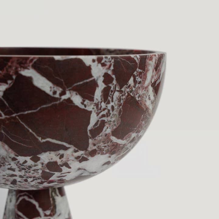 Kiwano Concept - Wholesale Decorative Plate/Dish/Bowl - ROSSO LEVANTO MARBLE PEDESTAL BOWL XL2
