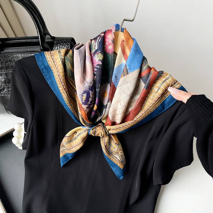 MKS America - Wholesale Bandana - Women's - Western Paisley patchwork print Bandana square scarf7