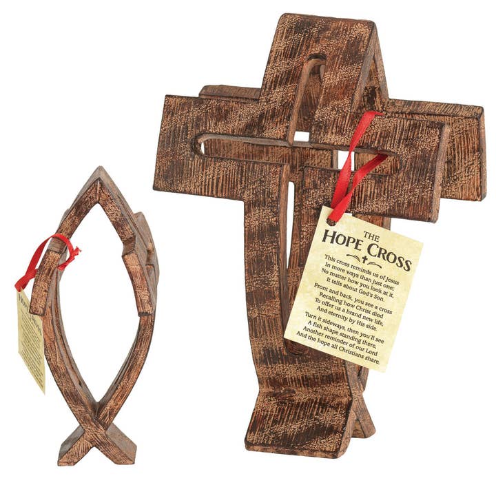 Dicksons - Wholesale Decorative Tabletop Object - Figr Ttop the Hope Cross Rsn 6"H