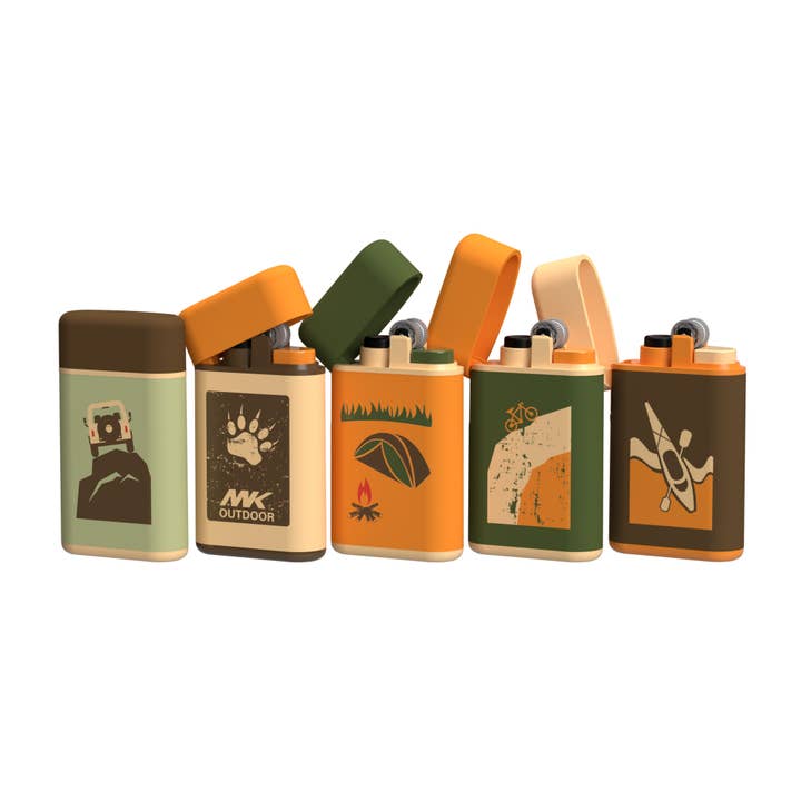 MK Lighter Company – Isqueiro por atacado – Isqueiro MK Série Outdoor, Conjunto Camper F, Isqueiro Torch Flame