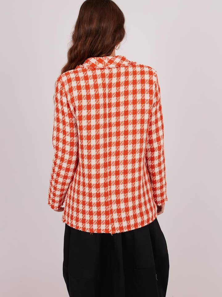 orange Tweed fabric blazer for wholesale on Faire
