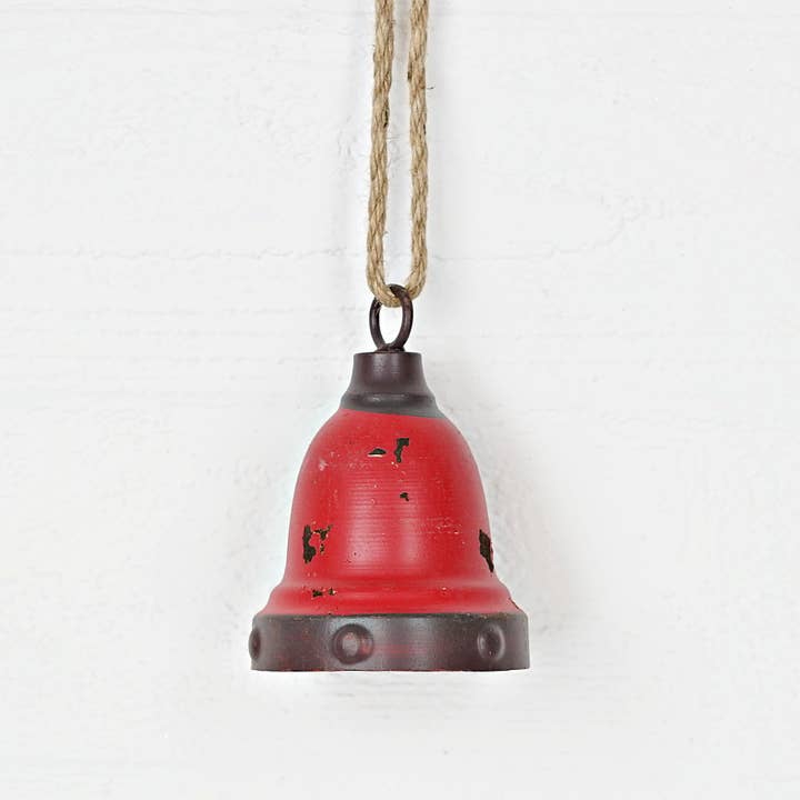 Holiday Depot Inc. - Wholesale Ornament - M10835- 4X5.5in Distressed Jingle Bell Ornament-Red-0/24