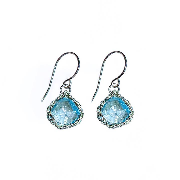 Teardrop Earrings Blue Topaz In Silver for wholesale by Arivka Jewelry