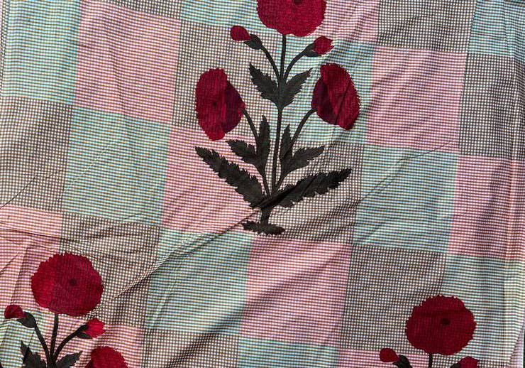 GYPSY STUDIO - Vente Peintures pour tissu - Tissu imprimé floral en coton à motif carreaux vendu au mètre1