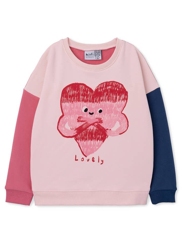 Ballet Pink Navy Minti Lovely Heart Furry Crew for wholesale on Faire