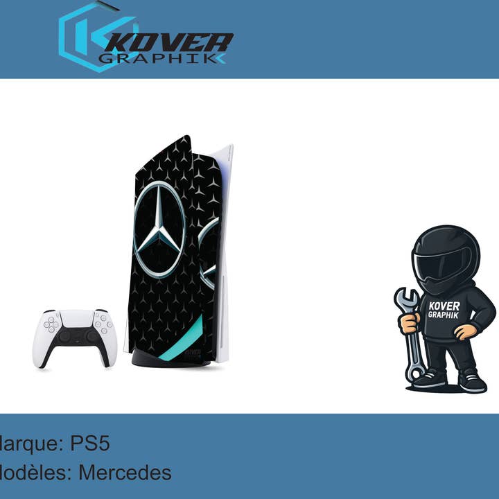 Skin PS5 Mercedes – Kit de decoração personalizado PlayStation 5 | Kover Graphik por atacado de kover graphik