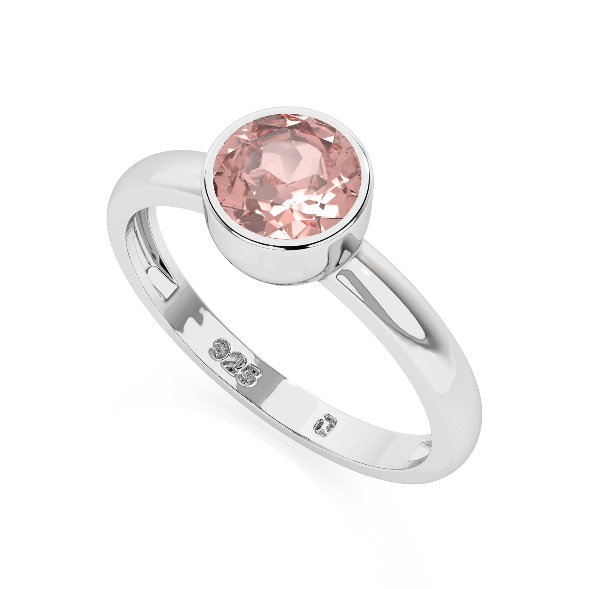 Nature Crafts - Vente Solitaire - Bagues en pierre précieuse de morganite naturelle 925 pour femmes0